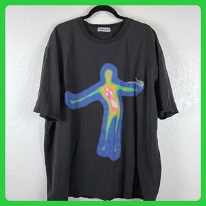 ELFRIC EDEN Graphic T Shirt Thermal Human Body Print Black XL Distressed